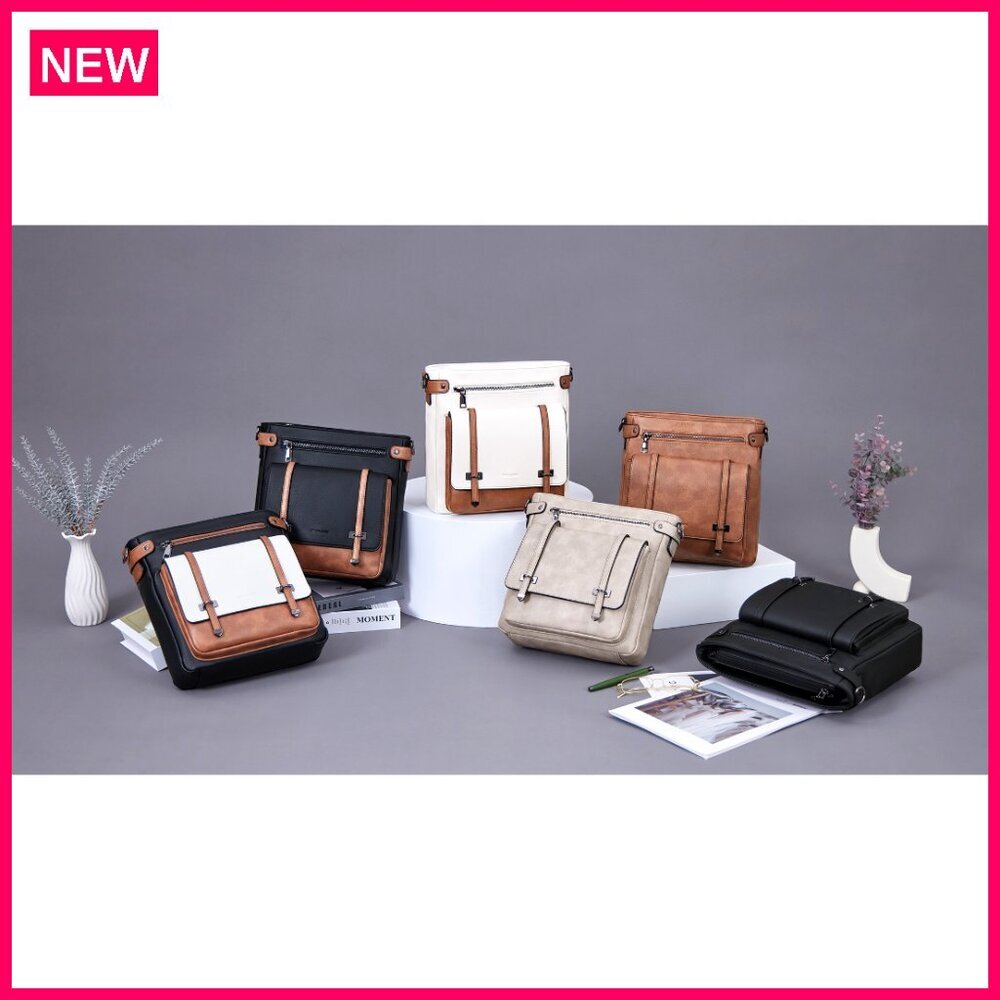 Vegan Leather Crossbody Bag with Multiple Pockets Adjustable Strap Travel Purse - Picture 8 of 8